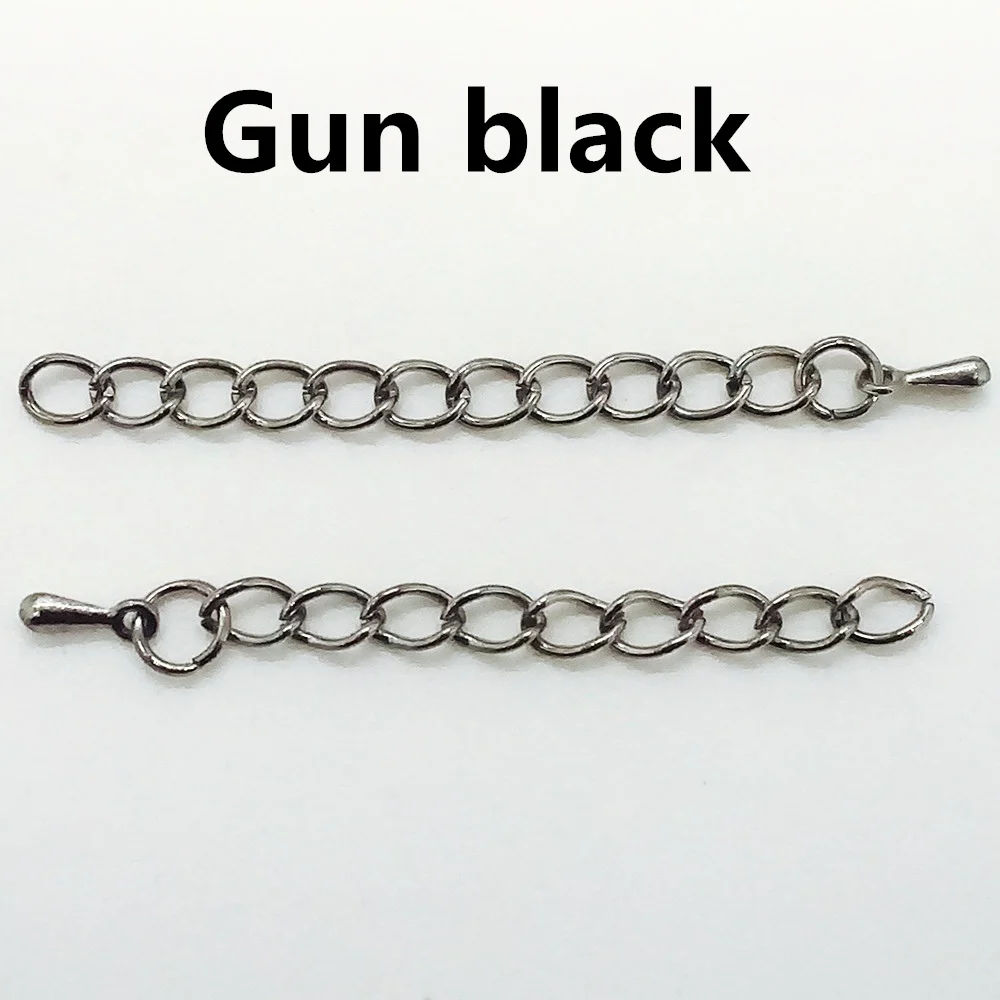 gun black 20 шт./лот, 5 см, 7 см, расширенный тон, удлиненная Хвостовая цепочка, застежка-карабин, разъем для самостоятельного изготовления ювелирных изделий, браслет, ожерелье - Цвет: gun black