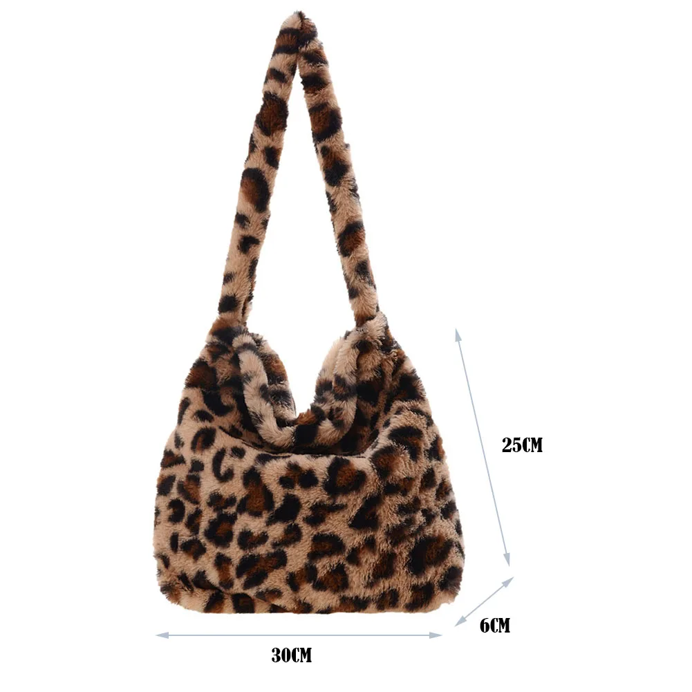 Fluffy Women's Girls Portable Plush Female Handbag Mini 2022 Winter Shoulder Clutches Retro Animal Printed Street Travel Bags wallet purse with strap