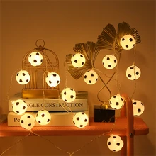 1.5m 10leds luzes da corda de futebol alimentado por bateria led lâmpada de futebol de fadas para o natal do ano novo esportes reunião decoração do feriado