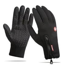 Unisexe écran tactile coupe-vent Ski équitation gants respirant chaud gants équestres pour hommes femmes noir fermeture éclair gants