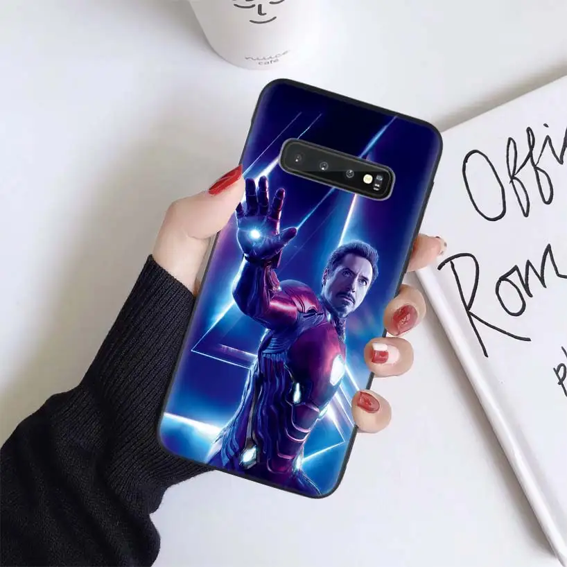 Железный человек Марвел Мстители чехол для samsung Galaxy S10+ Plus Lite Note 10 9 8 S9 S8 J4 J6+ Plus S7 S6 черный чехол для телефона