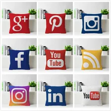 Горячая Instagram Youtube Facebook google Pinterest заказной квадратный, с молнией Бросок Наволочка Sham протектор