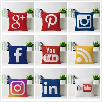 

Hot Selling Instagram Youtube Facebook google Pinterest Customized Zippered Square Throw Pillowcase Sham Protector