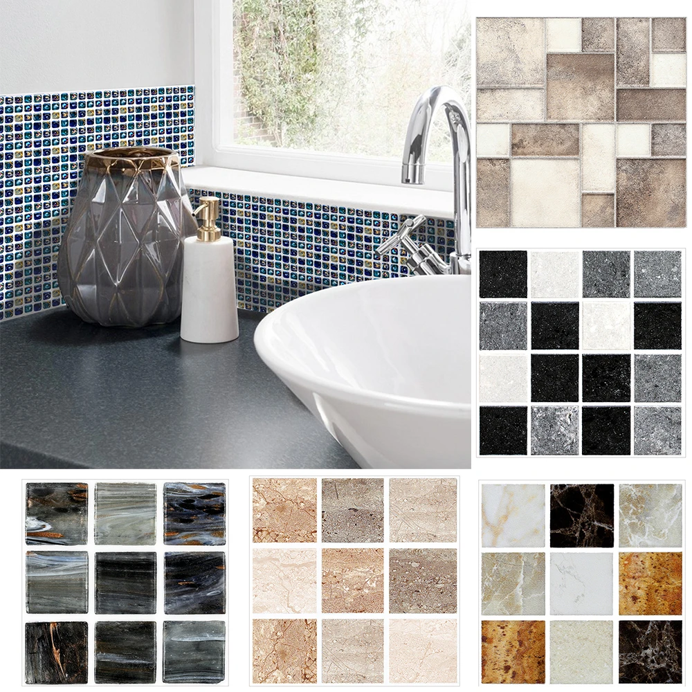 Mosaic Tile Wall Sticker Decals Home Bathroom Kitchen Decoration 10*10cm 18pcs Mosaic Tile Wall Sticker Decals Home Bathroom Kitchen Decoration 10*10cm 18pcs