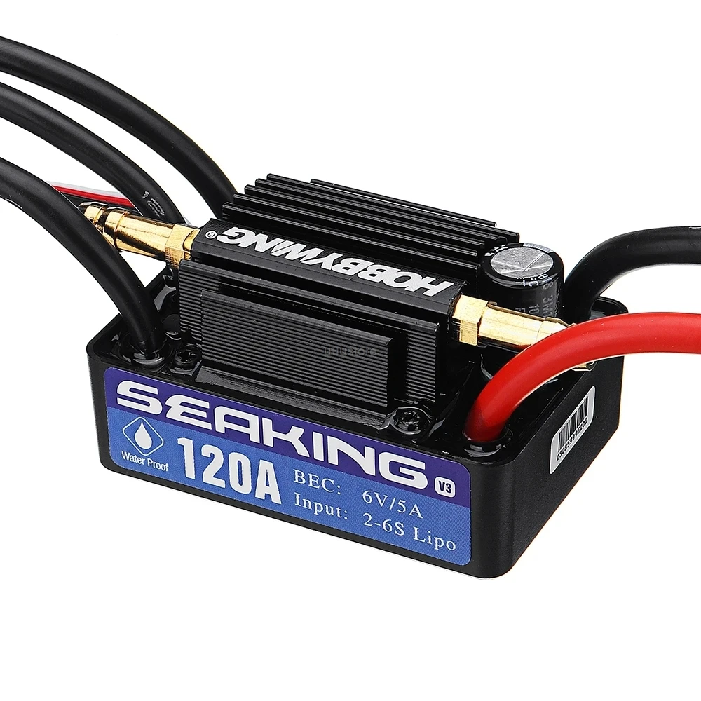 2020 New Hobbywing 2-6S Waterproof Seaking 120A V3 Electronic Speed Controller ESC Built-in BEC for RC Boats | Игрушки и хобби