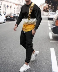 Ensemble de sport avec pull à capuche et manches longues pour homme, survêtement avec impression 3D du roi Lion, nouvelle collection automne hiver 
