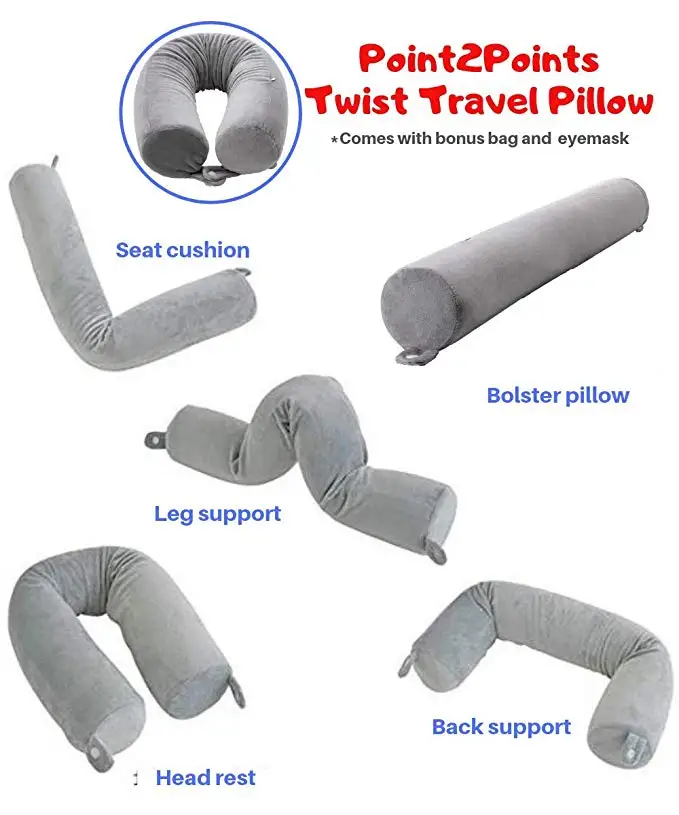 Slingifts-Free-Ship-Travel-Pillow-Twist-Support-Pillow-for-Neck-Chin-Back-Leg-Adjustable-Memory-Foam
