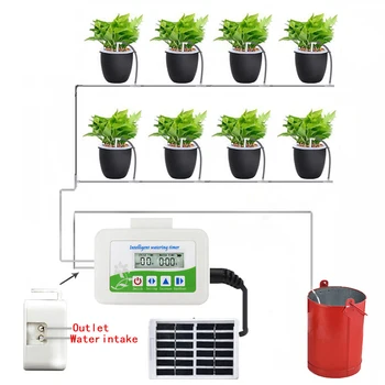 

10M Intelligent Garden Automatic Watering Device Solar Energy ChargingPotted Plant Drip Irrigation Water Pump Timer System