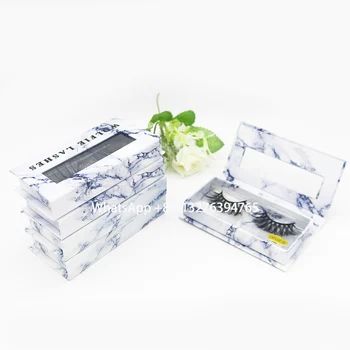 

Rectangle Blue Marble Effect Lash Case With Window Custom Lashbox Packaging With Your Logo Mink Eyelash 3D Mink Lash