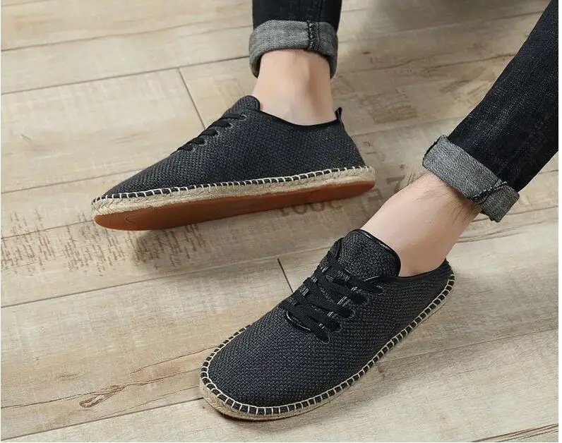 New men canvas casual shoes comfortable breathable loafers male shoes fashion solid black white non-slip men shoes U4-57