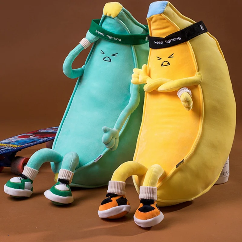 Poupée banane en peluche de 70cm pour enfants, jouet de sport, doux, jaune, vert, Fruit habillé, cadeau danniversaire