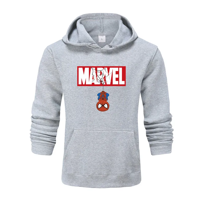 Новые Брендовые мужские толстовки с капюшоном ajax для MARVEL, мужские толстовки с капюшоном, осень зима, толстовки с капюшоном, мужские Модные толстовки с капюшоном, уличная одежда - Цвет: light grey