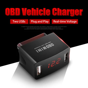 ミニデュアルusb充電アダプタ車obdユニバーサル12v 24v led電圧ディスプレイ車の充電器ソケット高速充電電源
