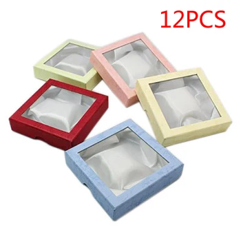 

12pcs/set Bedroom Bracelets Necklace Cardboard For Packaging Home Earring Square Travel Mixed Color Ring Jewelry Gift Box
