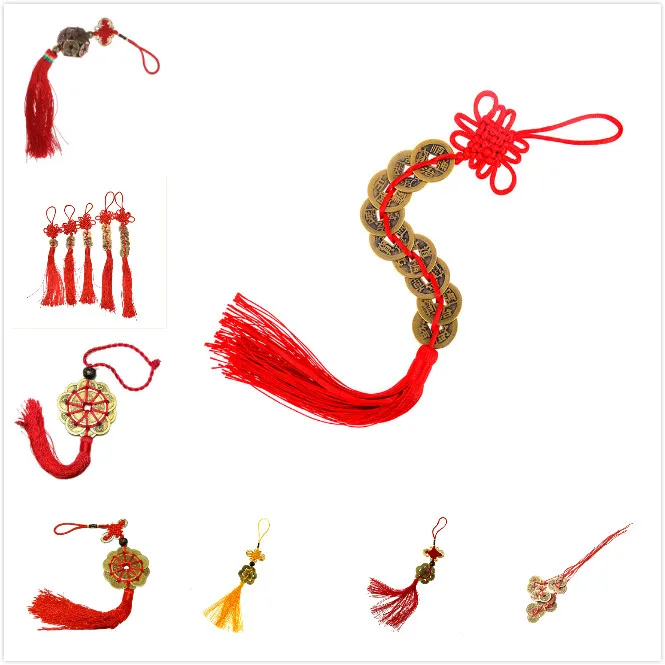 12 стилей Ancien Success Lucky Charm Красный китайский Узелок фэн-шуй богатство медные монеты