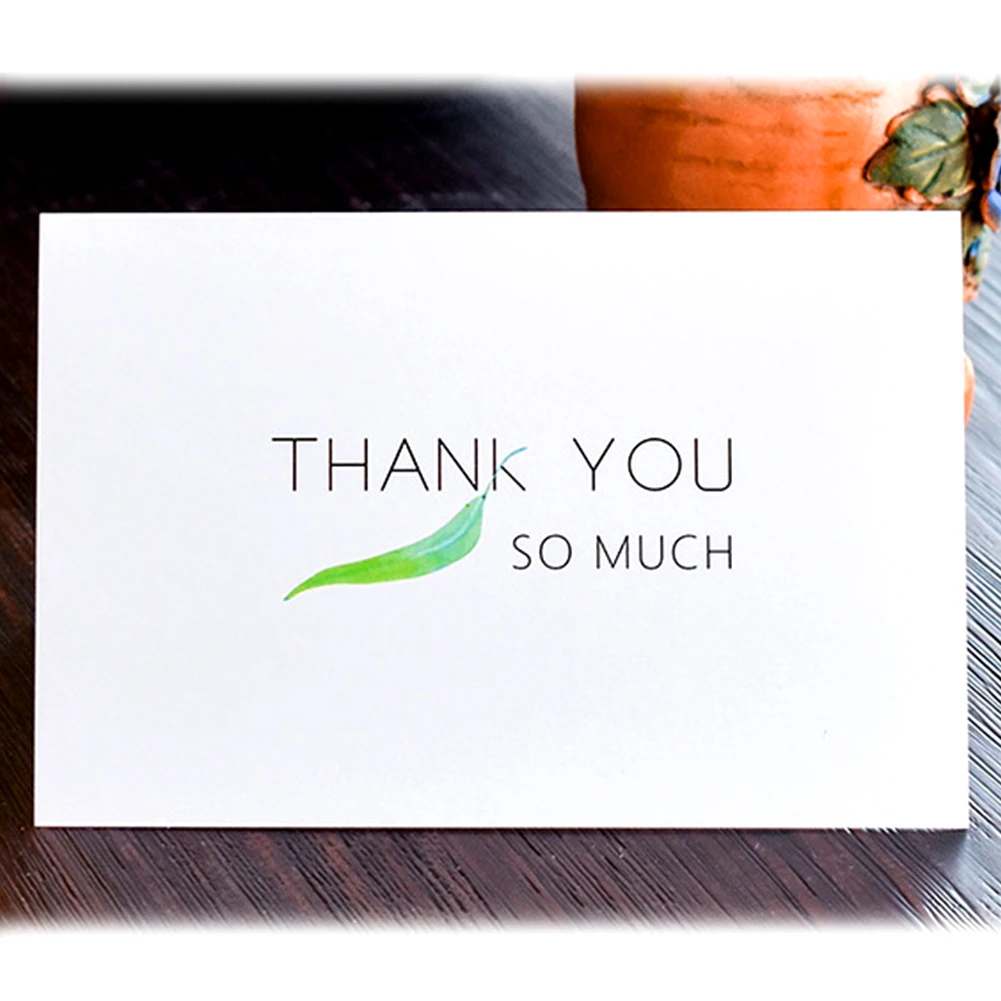  48PC THANK YOU Invitations Cards With Envelope Green Leaves Greeting Cards for Wedding Baby Shower  - 4.00008E+12