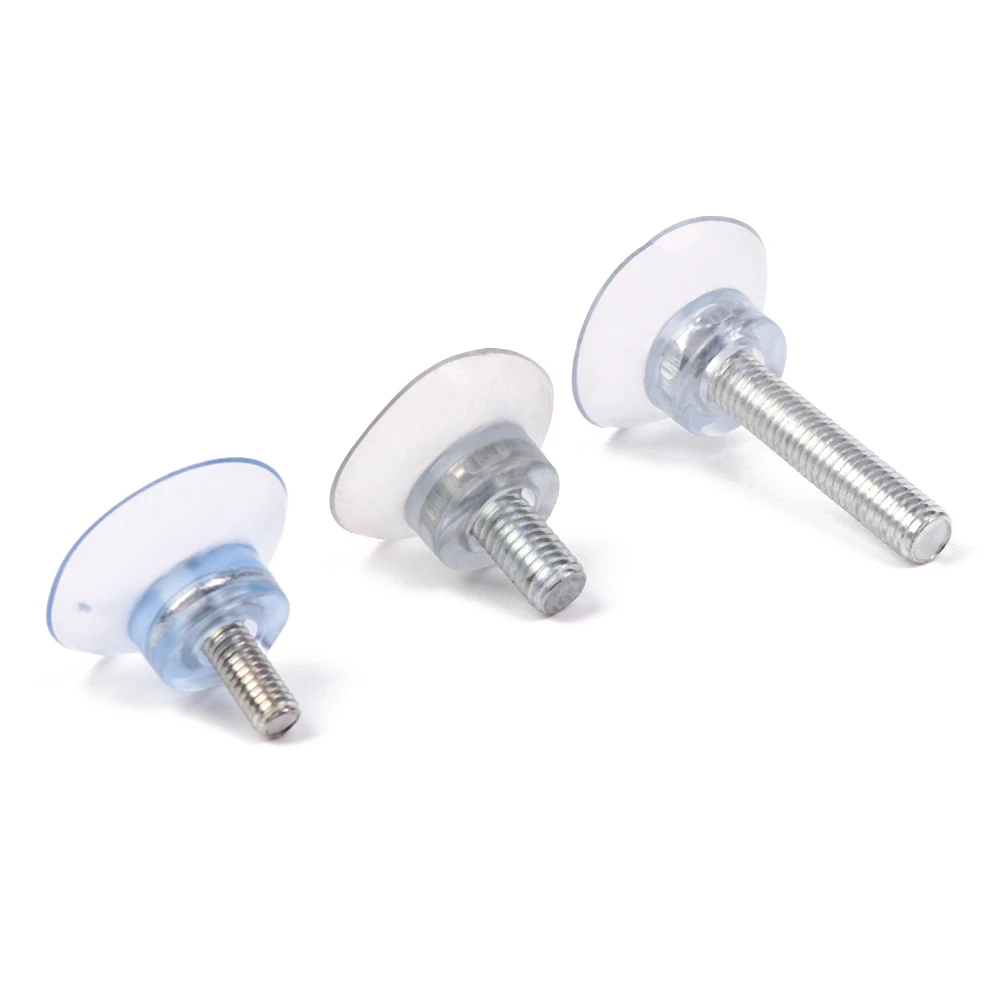 10 Viti A Ventosa M8 X 13 Mm Per Piani In Vetro – Diametro Base 35 Mm, Trasparenti - 2