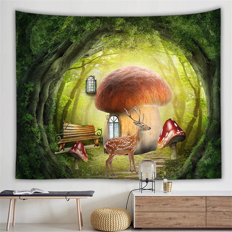Большой гобелен настенный магический гриб белка Пейзаж Настенный психоделический гобелен природа лес Настенный Ковер домашний декор