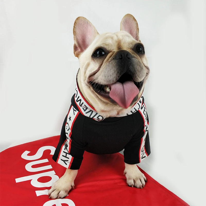 

Autumn Winter Cotton Pet Dog Clothe Plus Velvet Black Letters Pattern Sweatshirt Clothing For Pug French Bulldog Teddy Bear Dogs