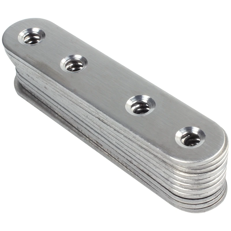 

10 Pieces 80 by 16 mm Flat Straight Brace Metal Joining Plate and 40 Pieces Screws, Stainless Steel, Silver Color