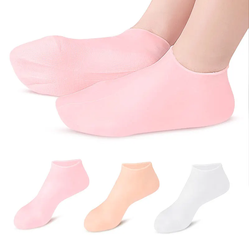 1 Pair Silicone Moisturizing Spa Gel Heel Socks Exfoliating And Preventing Dryness Foot Skin Rejuvenation Foot Care Elastic Sock yellow snake skin socks heated heating sock man socks women s