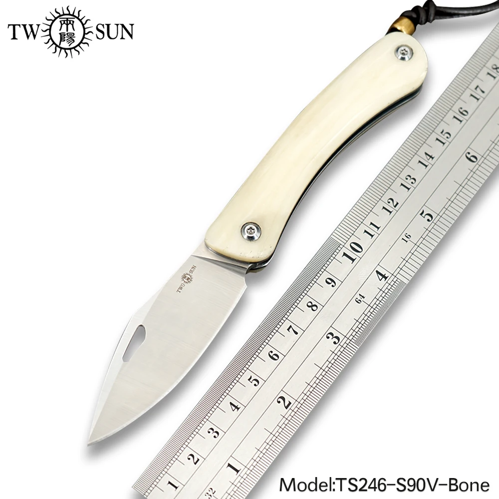 

TWOSUN knives SLIP JOINT S90V blade Pocket folding Knife camping knives hunting knife outdoor Knife survival tool EDC Bone TS246