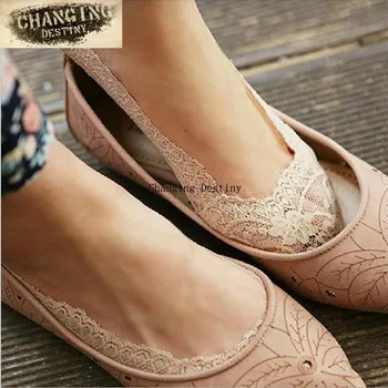 

Lady Must Have Fashion Women's Cotton Lace Anti skid Invisible Liner Low Cut Socks Lady Girl Women Summer Socks