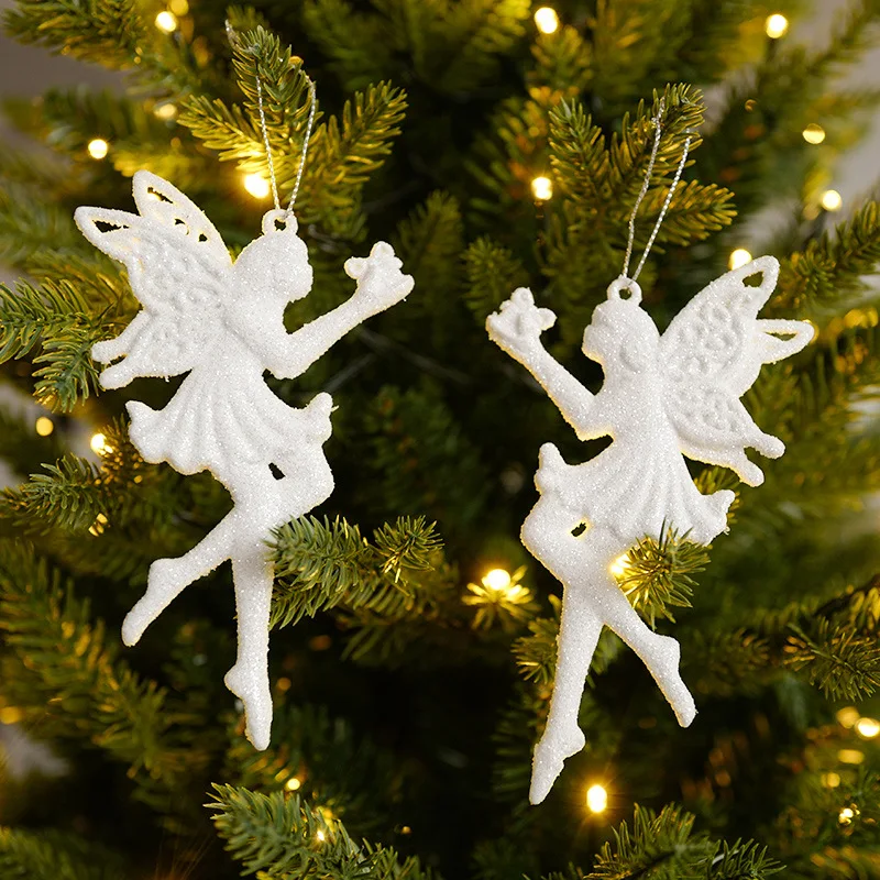 Christmas Tree Decorations White Angel Doll Reindeer Snowflakes Shape Xmas Tree Hanging Ornament Kids toys DIY Crafts noel natal