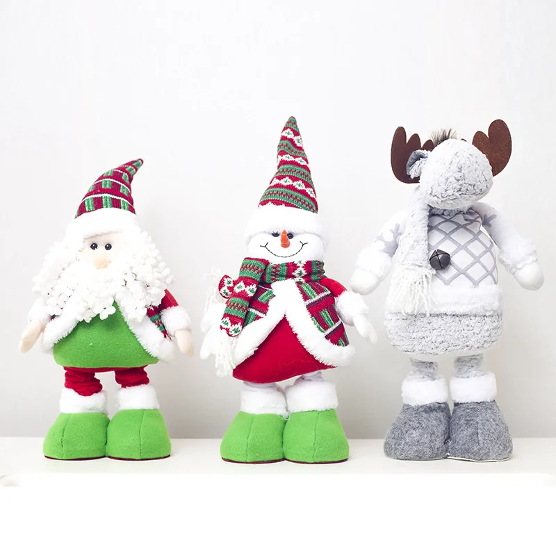 

Christmas Soft Plush Toys Dolls Stretchable Santa Claus Snowman Reindeer Telescopic Doll Xmas Tree Hanging Pendants Ornaments D