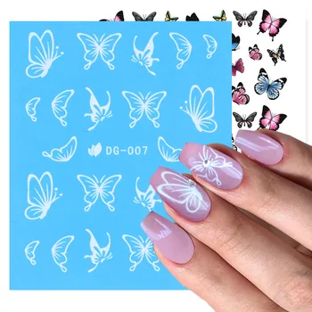 

1pcs Butterfly Flower Nail Stickers Luminous Decoration Decals Colorful Water Transfer Nail Art Tips Manicure Slider JIDG-007