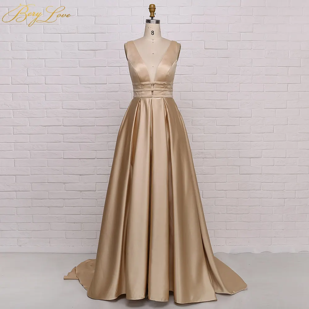 Champagne-89 Berylove, сексуальное красное вечернее платье,, элегантное, атласное, вечернее платье, длинное, официальное, Abiye, для выпускного, вечерние платья, vestido longo festa 04010248 - Цвет: Champagne-89