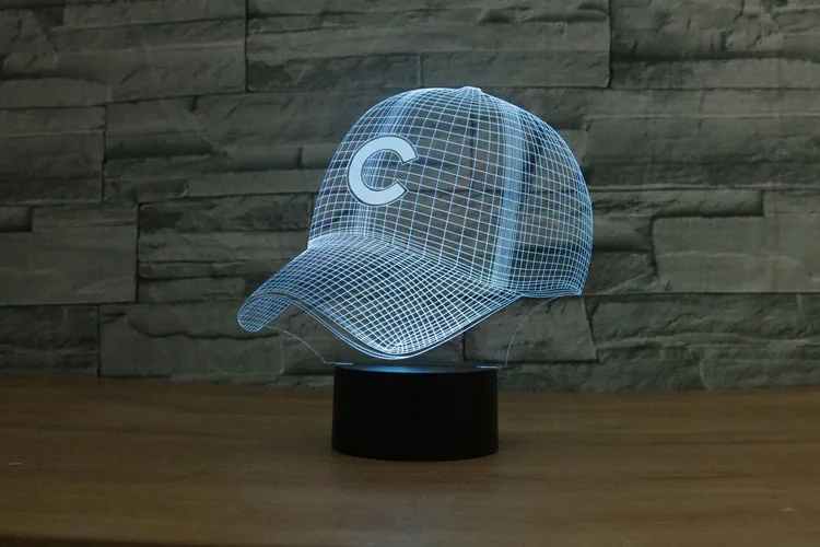 Импортные товары стиль Chicago Cubs Бейсбол кепки 3D красочный сенсорный контроль зарядки светодиодный визуальный светильник 8068