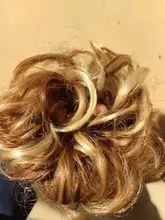 Moño de pelo Natural desgastado para mujer, pelo falso de estrella completa, Donuts de novia, envoltura sintética, rizado, elástico, Updo scrundy