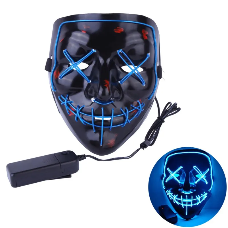 EL Хэллоуин СВЕТОДИОДНЫЙ маска для очистки маски для выбора тушь для ресниц костюм DJ вечерние светящиеся маски Светящиеся в темноте - Цвет: L