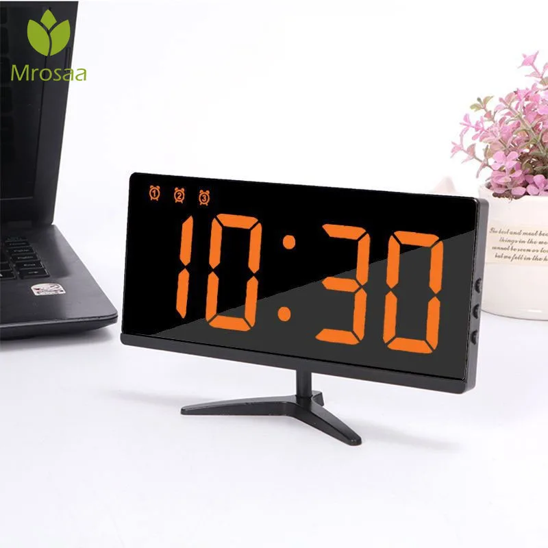 

Hot Digital Alarm Clocks LED Mirror Clocks Multifunction Snooze Display Temperature Time Night LCD Light Table Desktop USB Cable