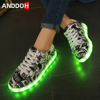 

Size 30-44 Children Luminous Shoes Luminous Sneakers for Boys Sneakers with Luminous Sole USB Charging Glowing Led Casual Shoes