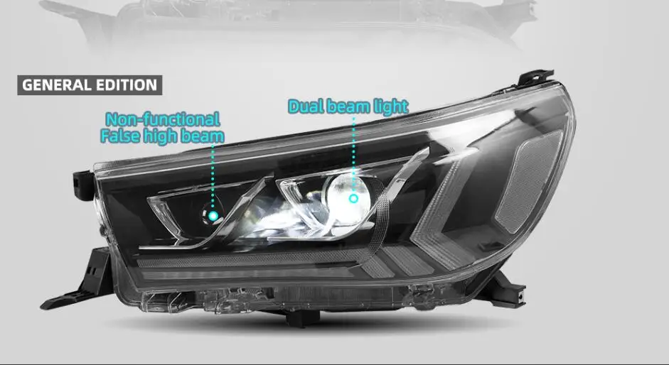 2 шт.~ 2019y автомобильный bupmer головной светильник для Hilux Vigo головной светильник revo автомобильные аксессуары светодиодный DRL HID ксеноновые противотуманные фары для vigo фары