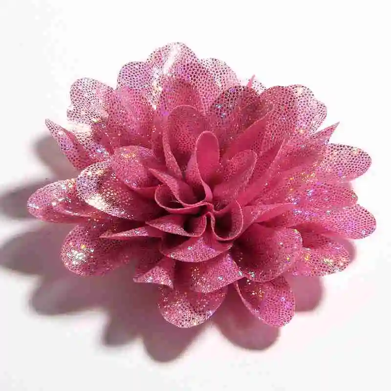 Pink 5 шт. 8 см модные блестки гладкие золотые пылевые ткани цветы для головной повязки ручной работы цветение цветок для головы аксессуары - Цвет: Pink