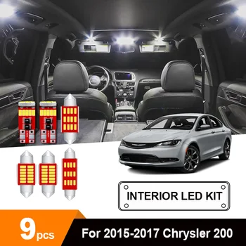 

9 x White Ice Blue Error Free Car LED License Plate Bulb Package Kit For 2015-2017 Chrysler 200 Interior Reading Dome Cargo Lamp