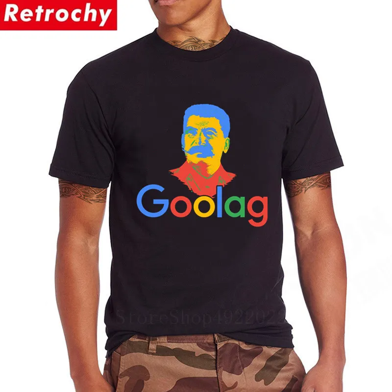 Футболка из чистого хлопка с круглым вырезом Goolag Сталин Гулаг Meme Political Dark Humor