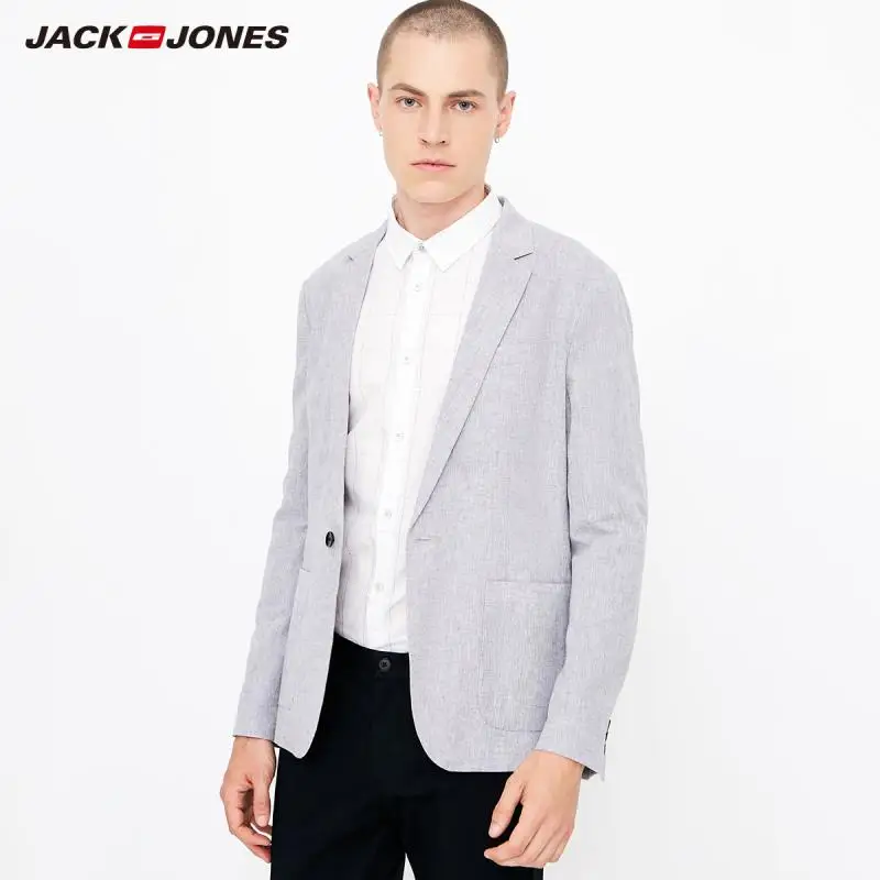 JackJones мужской осенний деловой Повседневный тонкий пиджак из хлопка и льна 218308506