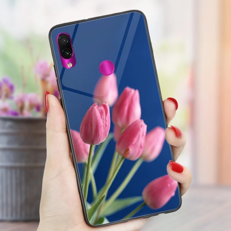 FBH22 Чехол с цветами для Xiao mi Red mi 7A Note 7, 8 T, 6, 5, K20 Pro, глянцевый Жесткий Чехол для бампера Xiaomi mi, 9 T, 9SE, красный чехол для mi 8, 5, 5 Plus, 6A - Цвет: FBH22