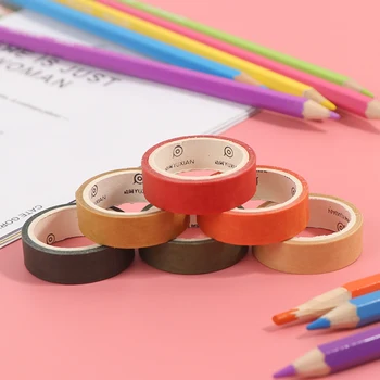 

Hot sale 6Pcs/Set Paper Tape Adhesive Tape Solid Color Stickers Scrapbooking DIY Stationery Tape