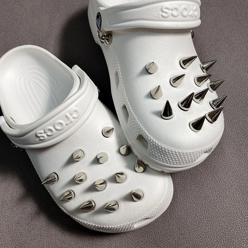 New Spikes Croc Charms Designer Shoe Decoration Charm for Croc Clogs Rock Punk black unique Boy Women Girls Gifts|Shoe Decorations| - AliExpress