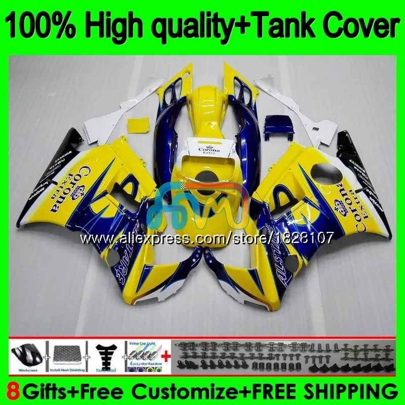 Корпус+ майка для HONDA CBR 600F2 600 F2 FS CBR600FS 1BS. 9 CBR600 желтый CORONA F2 CBR600F2 91 92 93 94 1991 1992 1993 1994 обтекатель