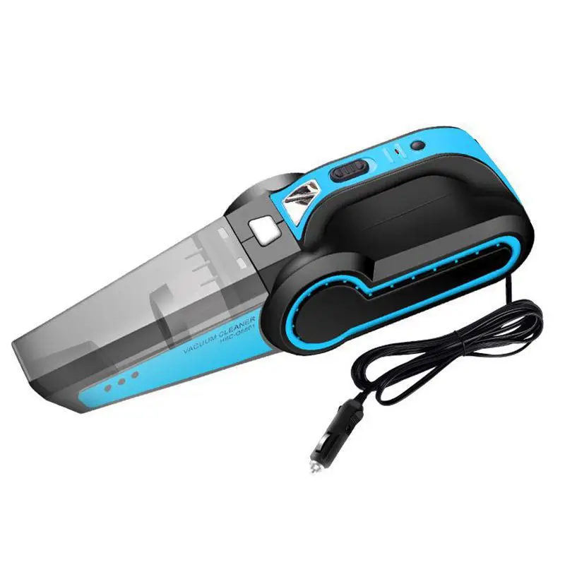 4-in-1 Car Handheld Vacuum Cleaner With Pointer Display Tire Inflator Pump Pressure Gauge Led Light Vacuum Cleaner car cleaners - Цвет: Синий