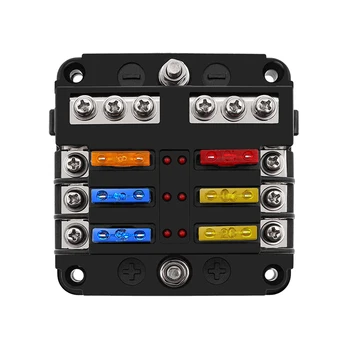 

Plastic Cover Fuse Box Holder M5 Stud With LED Indicator Light 6 Ways 12 Ways Marine Blade Fit for Auto Car Boat Trike 12V 32V