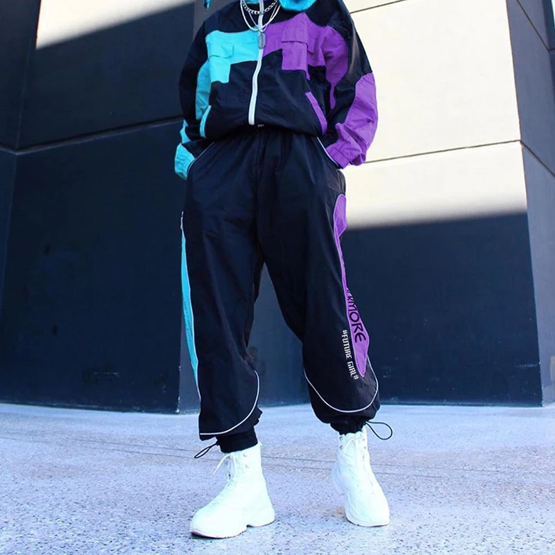remarkable  Darlingaga Streetwear Loose Turtleneck Jacket Women Casual Patchwokr Zipper Coat Sporty Contract Co