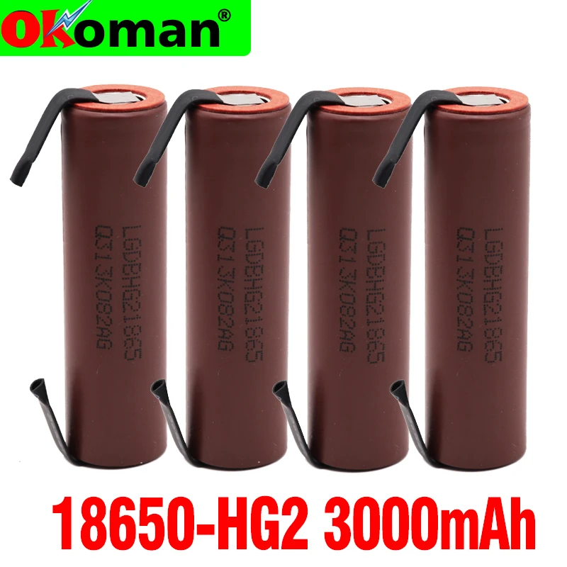 4 шт. оригинальный большой емкости HG2 18650 3000 мАч аккумуляторная батарея для