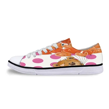 

Cute Teddy Bears And Heart-Shaped Balloons Unisex Canvas Shoes For Men Classic Flats Canvas Shoes Teen Boys Studnets Low Top
